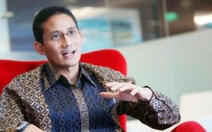 Balon Gubernur DKI Jakarta Sandiaga Uno memaparkan pandangan maritimnya.