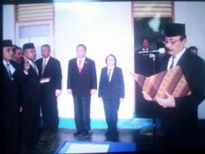 Laksdya TNI Arie Soedewo melantik empat pejabat zona maritim wilayah timur di Ambon, (12/8/16)