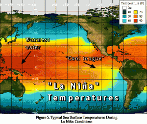 Peta La Nina di Samudera Pasifik