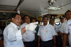 Menteri Perhubungan, Budi Karya Sumadi, pada pelepasan pelayaran di Pelabuhan Tanjung Priok, Selasa (25/10).