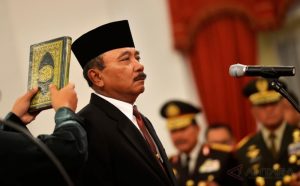 Laksamana Madya TNI Arie Soedewo saat pengambilan sumpah menjadi Kepala Bakamla RI.