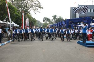 Start Fun Bike Hari Hidrografi Dunia 2017 di Mako Pushidrosal, Ancol Timur, Jakarta Utara.