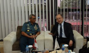 Kapushidrosal Laksamana Muda TNI Harjo Susmoro saat menerima kunjungan delegasi Jepang.