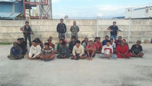 TB Kim Hug Tug 9 dan nahkoda beserta 8 orang ABK, TK LKH 7887 dan 15 OTK beserta 6 pompong  yang berisi antara lain besi skrap, kabel dan 19 galon solar sekitar 500 liter diamankan di Lanal Batam untuk proses pemeriksaan lanjutan.