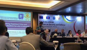 Danseskoal saat menjadi pembicara pertama dalam 4TH EU-ASEAN Seminar on Security and Defence.