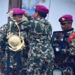 Prabowo Terima Warga Kehormatan Korps Baret Ungu